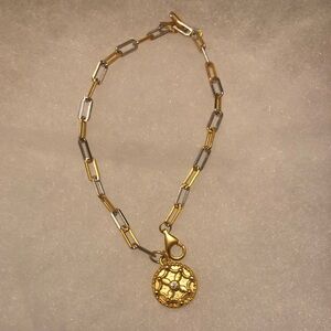 Freida Rothman NEW Gold and Silver Delicate Bracelet Textured Pendant New Line!